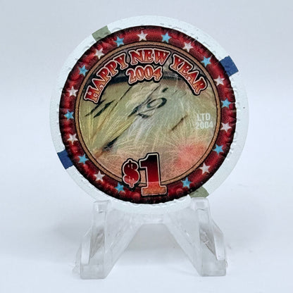Four Queens Las Vegas Nevada 2004 'Happy New Year' LE $1 Casino Chip E0510