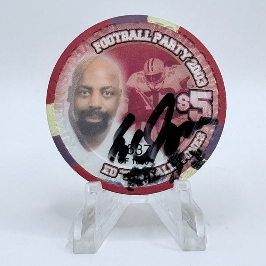 Four Queens Las Vegas Nevada 2003 'Football Party - autographed' LE $5 Casino Chip E4506