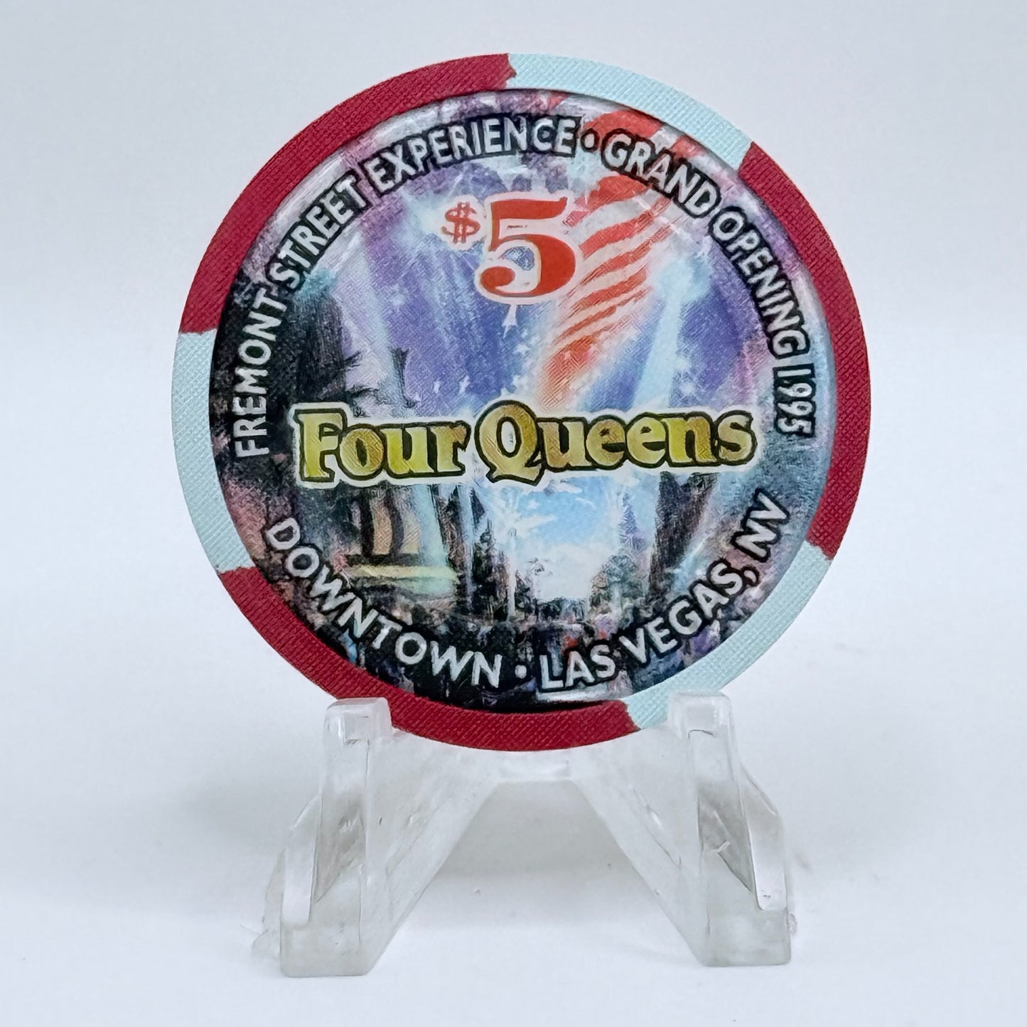 Four Queens Las Vegas Nevada 1995 'Fremont Street Experience Grand Opening' LE $5 Casino Chip N1247
