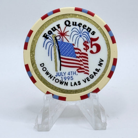 Four Queens Las Vegas Nevada 1995 'July 4th' LE $5 Casino Chip N0458