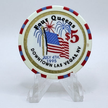 Four Queens Las Vegas Nevada 1995 'July 4th' LE $5 Casino Chip N0458