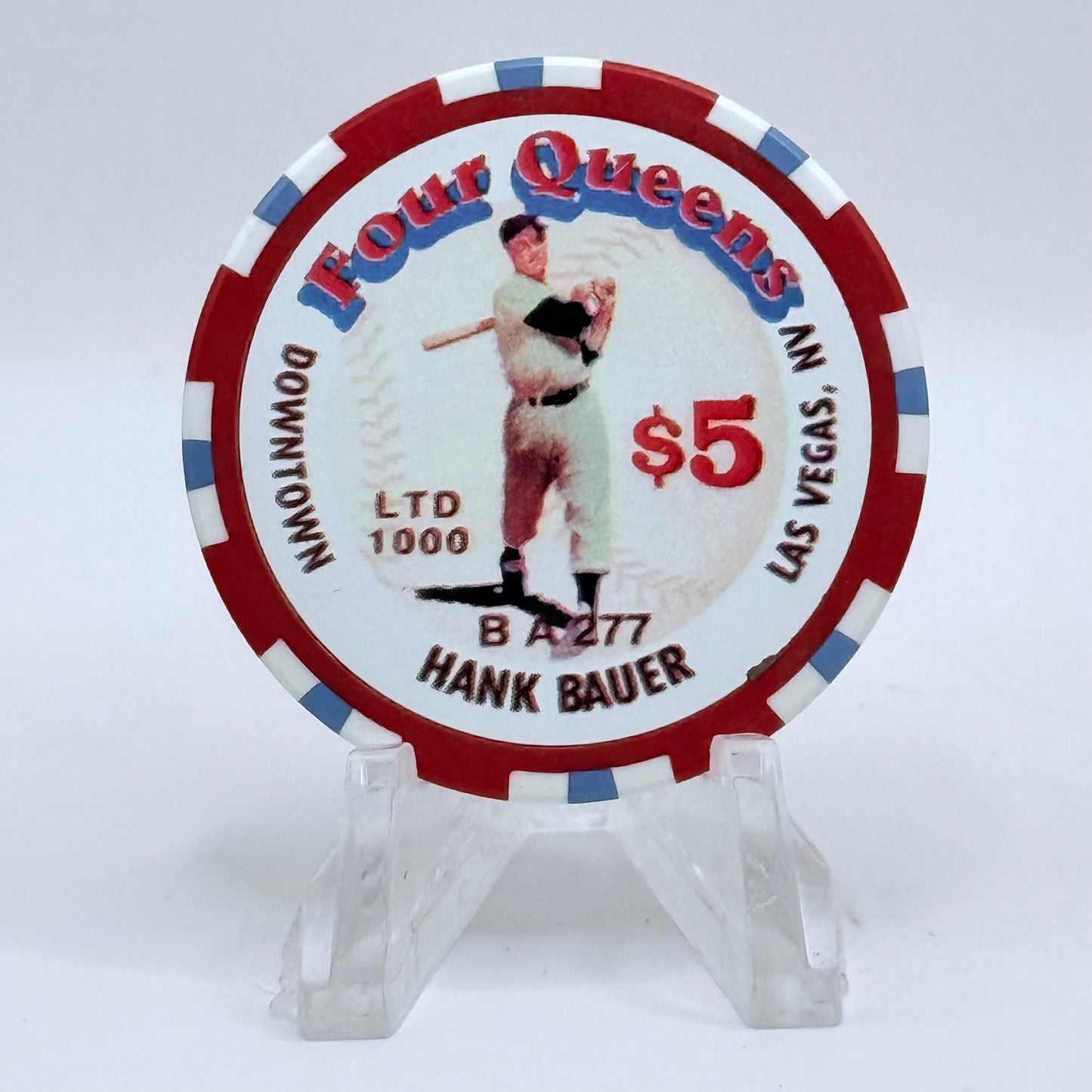 Four Queens Las Vegas Nevada 1996 'Hank Bauer' LE $5 Casino Chip N0462