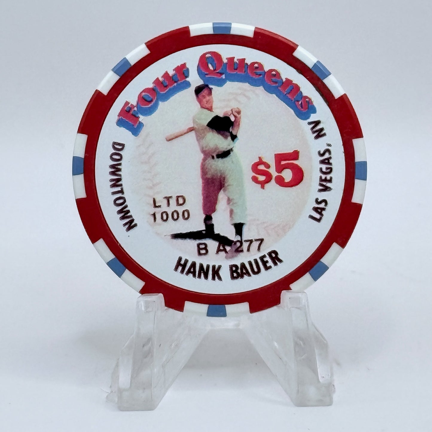 Four Queens Las Vegas Nevada 1996 'Hank Bauer' LE $5 Casino Chip N0462