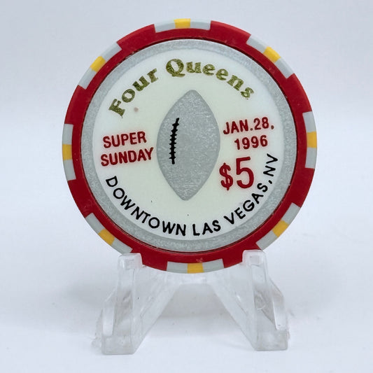 Four Queens Las Vegas Nevada 1996 'Super Sunday' LE $5 Casino Chip N0430