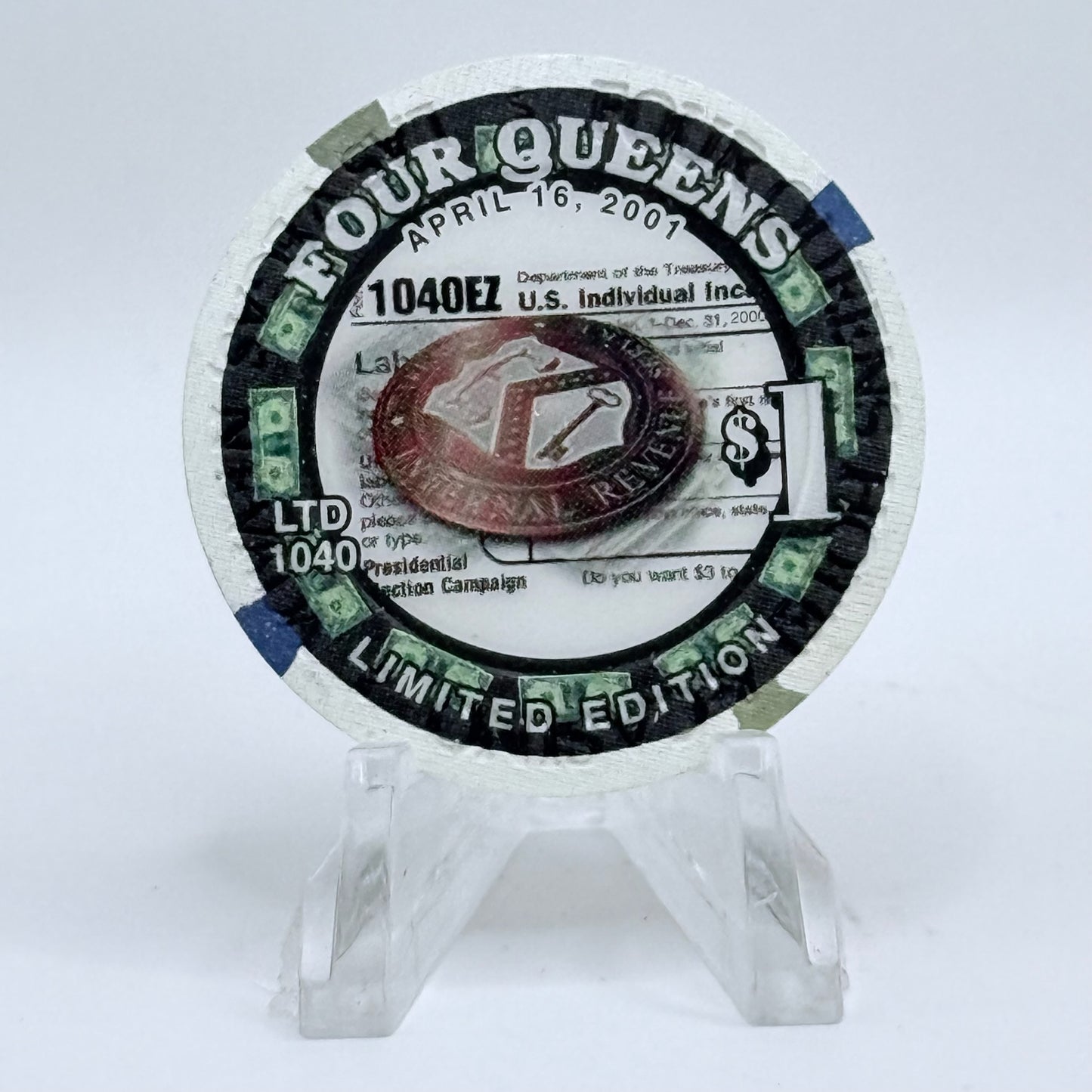 Four Queens Las Vegas Nevada 2001 'Federal Income Tax Day' LE $1 Casino Chip V6723