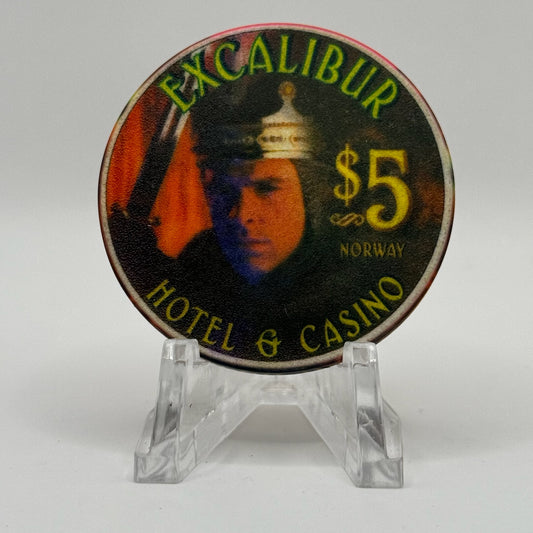 Excalibur Las Vegas Nevada 1999 "Norway' LE $5 Casino Chip V4077