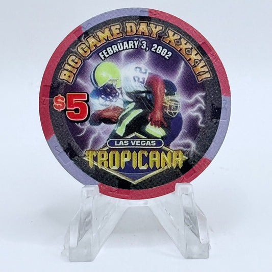 Tropicana Las Vegas Nevada 2002 'Big Game Day XXXVI' LE $5 Casino Chip V9914