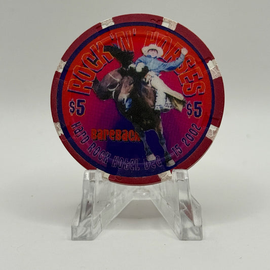 Hard Rock - Las Vegas Las Vegas Nevada 2002 'Rock-n Horses' Series 3 LE $5 Casino Chip E0777