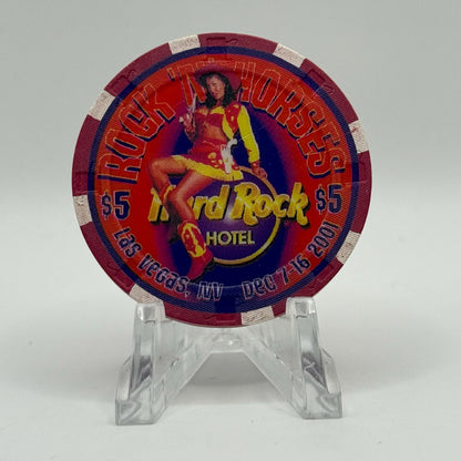 Hard Rock - Las Vegas Las Vegas Nevada 2001 'Rock-n Horses' LE $5 Casino Chip V8685