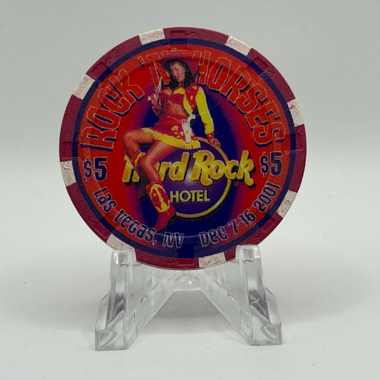 Hard Rock - Las Vegas Las Vegas Nevada 2001 'Rock-n Horses' LE $5 Casino Chip V8685