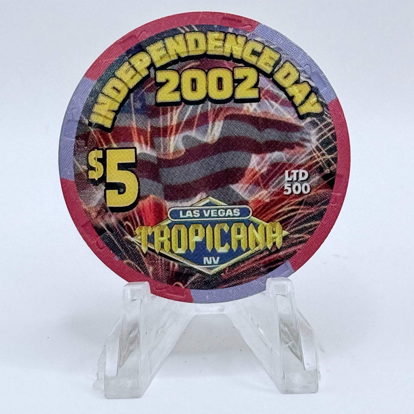 Tropicana Las Vegas Nevada 2002 'Independence Day' LE $5 Casino Chip E2857