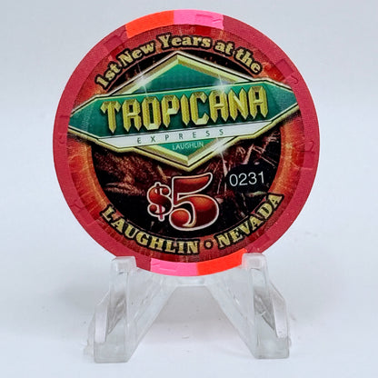Tropicana Express Laughlin Nevada 2008 '1st New Years' LE $5 Casino Chip E8497