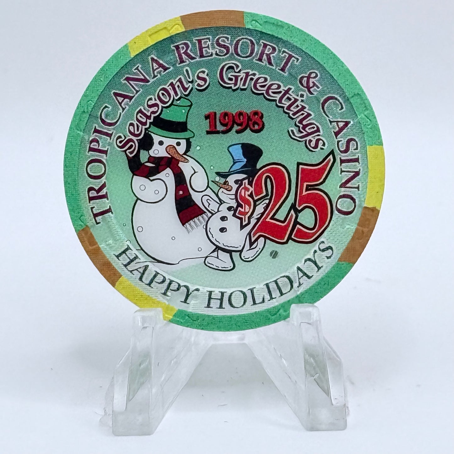 Tropicana Las Vegas Nevada 1999 'Happy Holidays, Season Greetings' LE $25 Casino Chip V3561