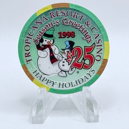Tropicana Las Vegas Nevada 1999 'Happy Holidays, Season Greetings' LE $25 Casino Chip V3561