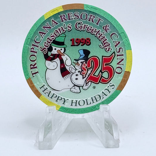 Tropicana Las Vegas Nevada 1999 'Happy Holidays, Season Greetings' LE $25 Casino Chip V3561