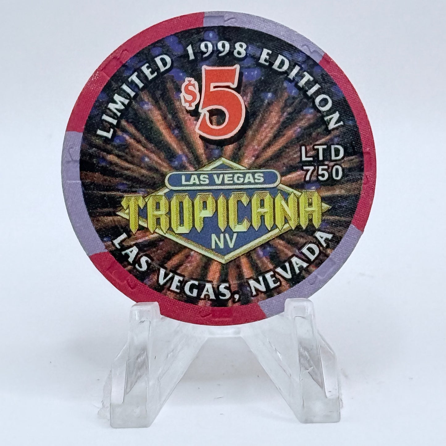 Tropicana Las Vegas Nevada 1998 'Fourth Of July' LE $5 Casino Chip V3538