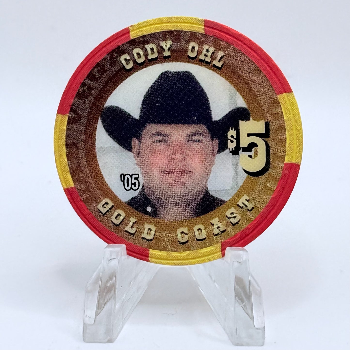 Gold Coast Las Vegas Nevada 2005 'Cody Ohl - Las Vegas Rodeo Legends' Series 16 LE $5 Casino Chip E7958
