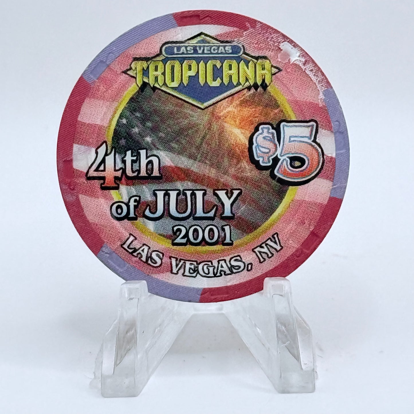Tropicana Las Vegas Nevada 2001 '4th Of July' LE $5 Casino Chip V7098