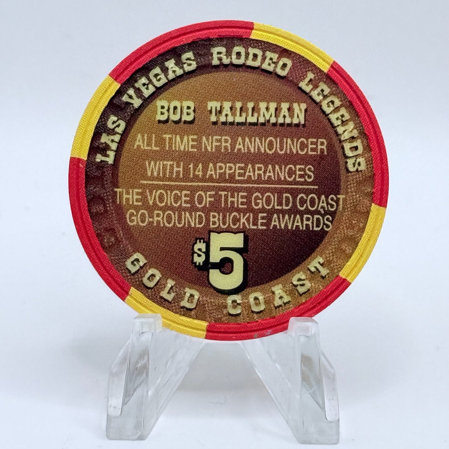 Gold Coast Las Vegas Nevada 2000 'Bob Tallman - Las Vegas Rodeo Legends' Series 11 LE $5 Casino Chip V7302