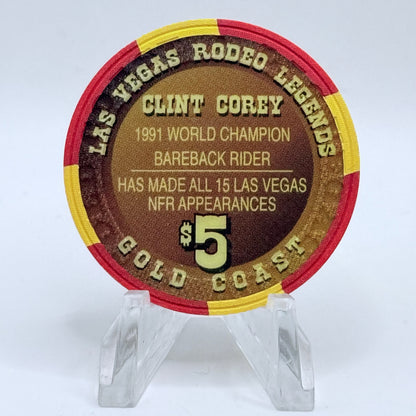 Gold Coast Las Vegas Nevada 2000 'Clint Corey - Las Vegas Rodeo Legends' Series 11 LE $5 Casino Chip V7301
