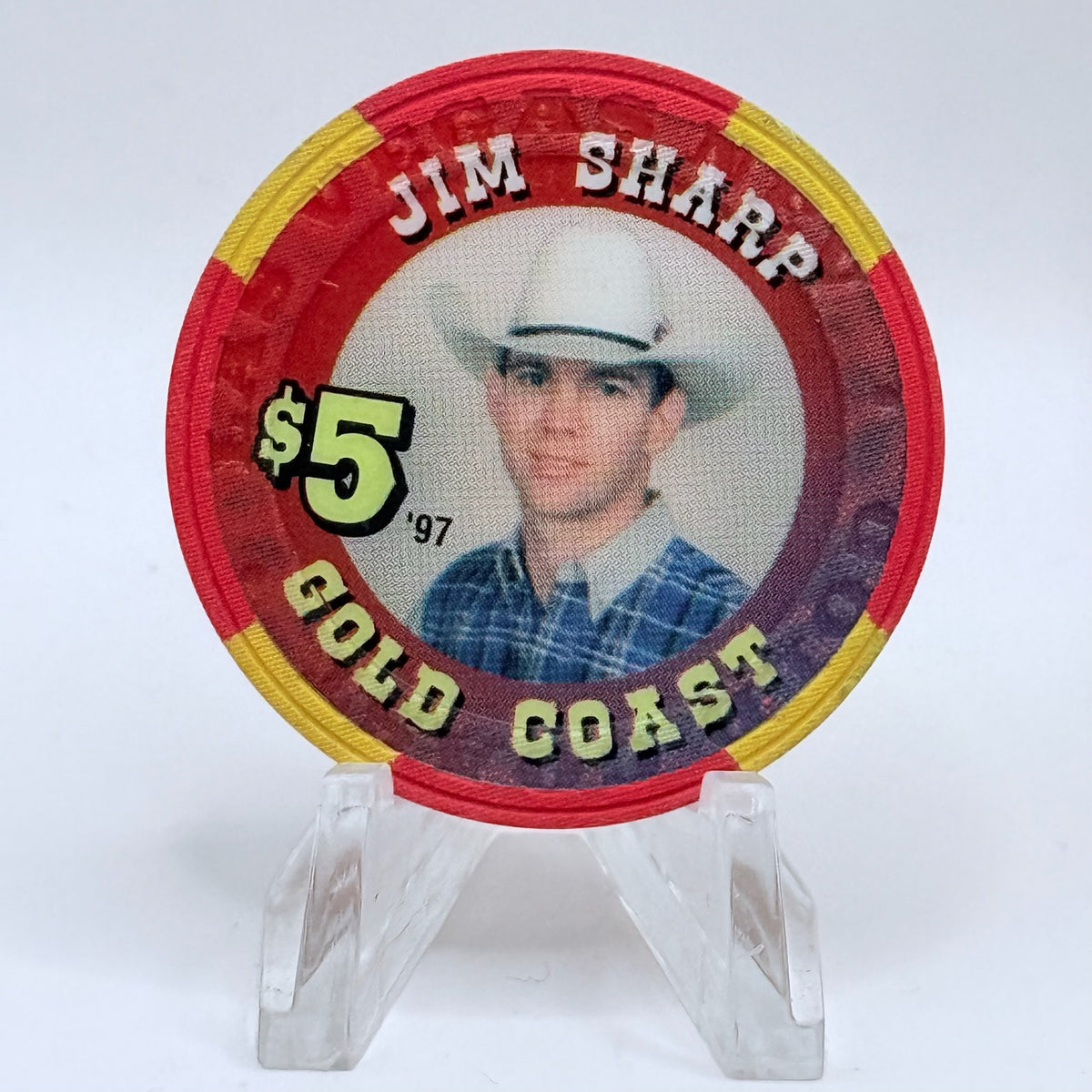 Gold Coast Las Vegas Nevada 1997 'Jim Sharp - Las Vegas Rodeo Legends' Series 8 LE $5 Casino Chip N9777