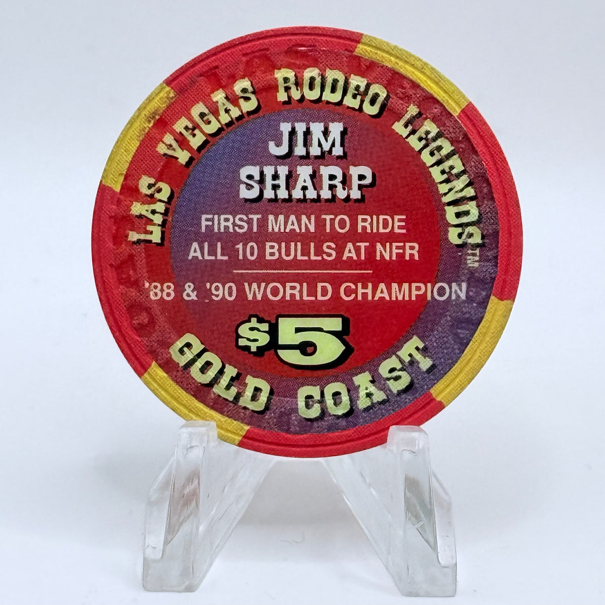 Gold Coast Las Vegas Nevada 1997 'Jim Sharp - Las Vegas Rodeo Legends' Series 8 LE $5 Casino Chip N9777