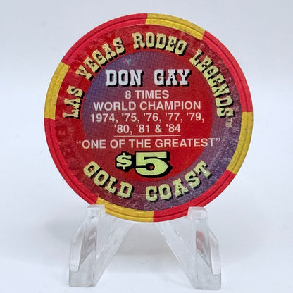 Gold Coast Las Vegas Nevada 1997 'Don Gay - Las Vegas Rodeo Legends' Series 8 LE $5 Casino Chip N9776