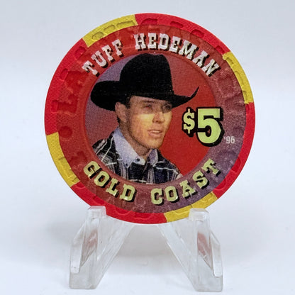Gold Coast Las Vegas Nevada 1996 'Tuff Hedeman - Las Vegas Rodeo Legends' Series 7 LE $5 Casino Chip N8426
