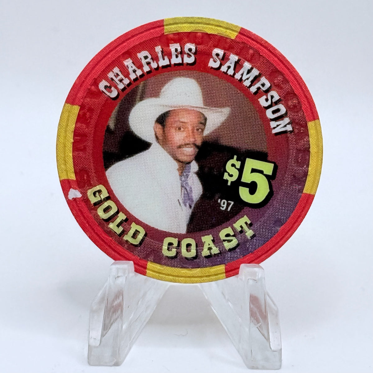 Gold Coast Las Vegas Nevada 1997 'Charles Sampson - Las Vegas Rodeo Legends' Series 8 LE $5 Casino Chip N9775