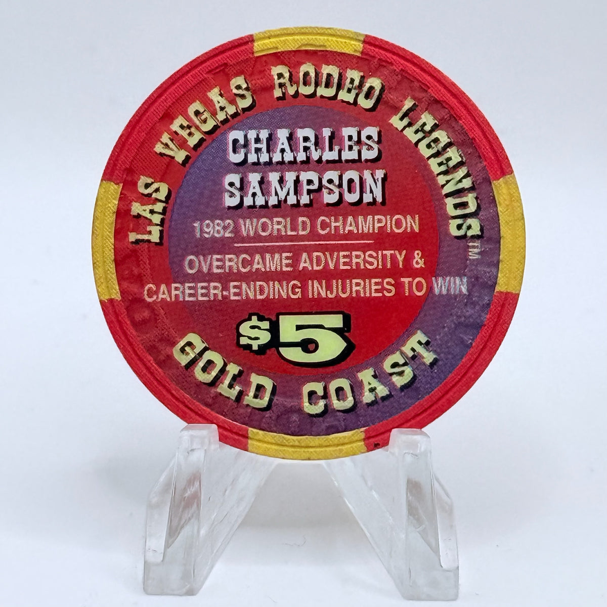 Gold Coast Las Vegas Nevada 1997 'Charles Sampson - Las Vegas Rodeo Legends' Series 8 LE $5 Casino Chip N9775