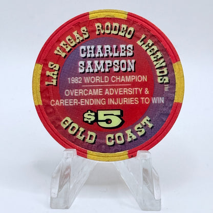Gold Coast Las Vegas Nevada 1997 'Charles Sampson - Las Vegas Rodeo Legends' Series 8 LE $5 Casino Chip N9775