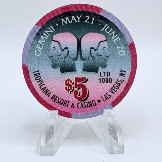 Tropicana Las Vegas Nevada 1998 'Gemini' Series 20 LE $5 Casino Chip V3544