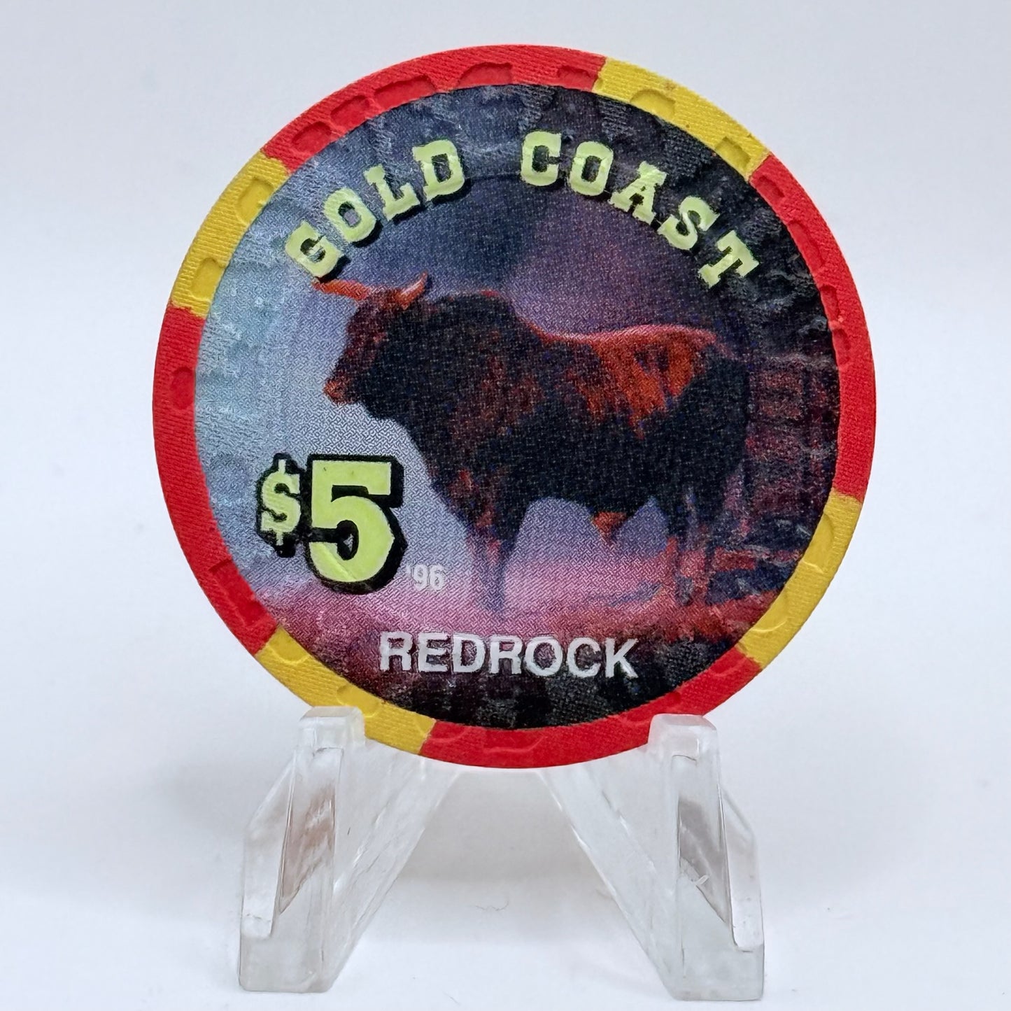 Gold Coast Las Vegas Nevada 1996 'Redrock - Las Vegas Rodeo Legends' Series 7 LE $5 Casino Chip N8425