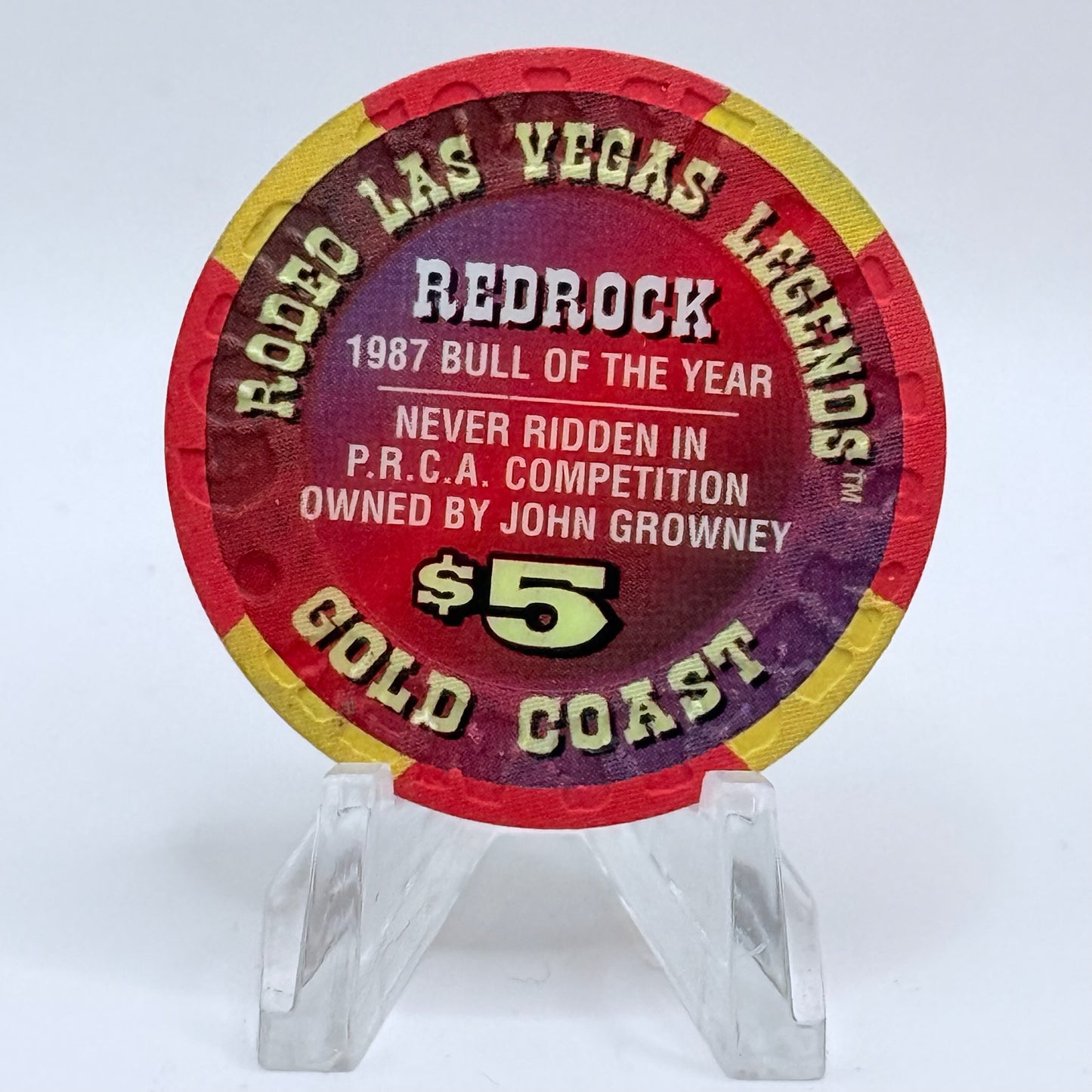Gold Coast Las Vegas Nevada 1996 'Redrock - Las Vegas Rodeo Legends' Series 7 LE $5 Casino Chip N8425