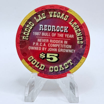 Gold Coast Las Vegas Nevada 1996 'Redrock - Las Vegas Rodeo Legends' Series 7 LE $5 Casino Chip N8425