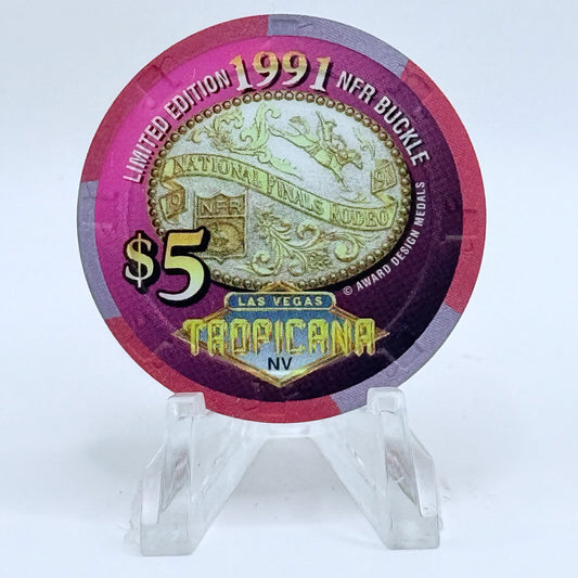 Tropicana Las Vegas Nevada 1996 'National Finals Rodeo Buckle' LE $5 Casino Chip N9238
