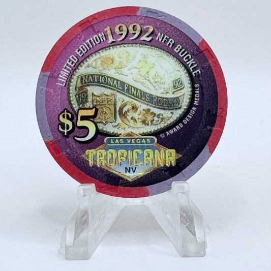 Tropicana Las Vegas Nevada 1996 'National Finals Rodeo Buckle' LE $5 Casino Chip N9239