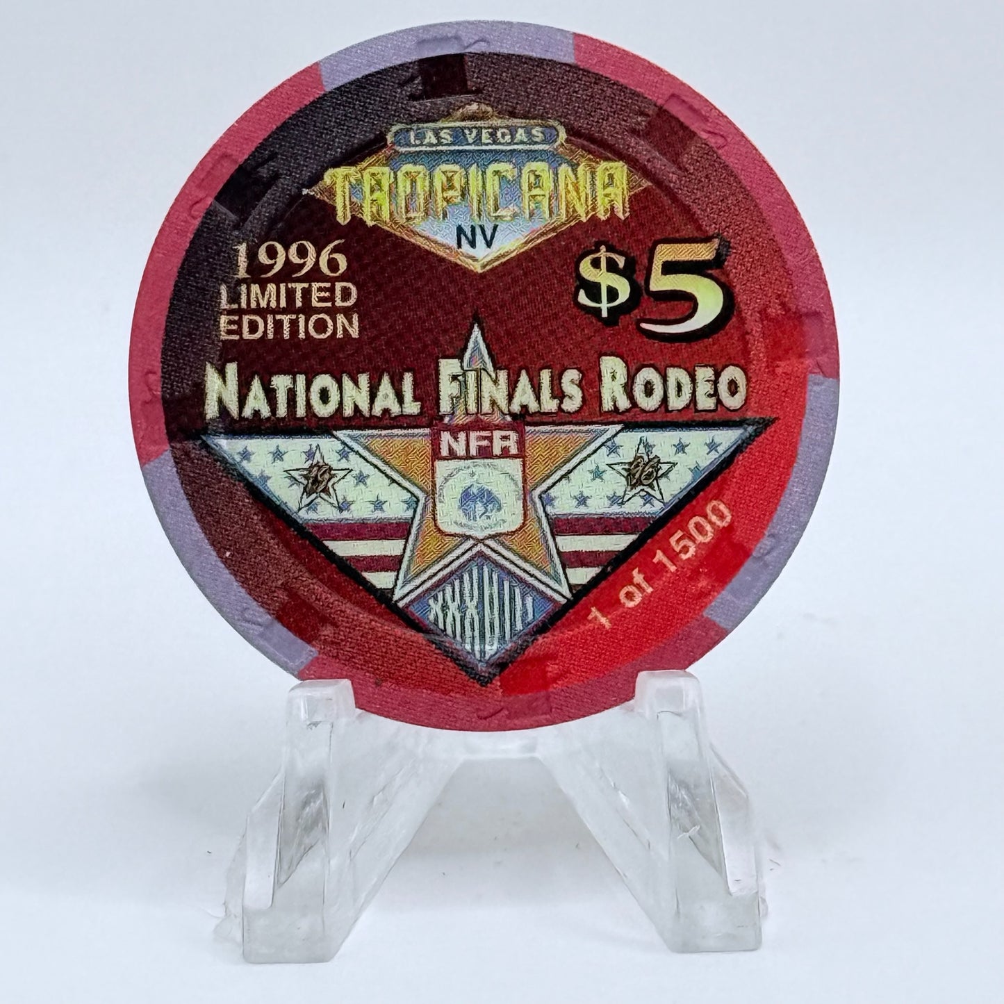 Tropicana Las Vegas Nevada 1996 'National Finals Rodeo Buckle' LE $5 Casino Chip N9239