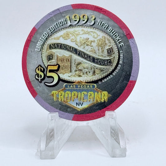 Tropicana Las Vegas Nevada 1996 'National Finals Rodeo Buckle' LE $5 Casino Chip N9240