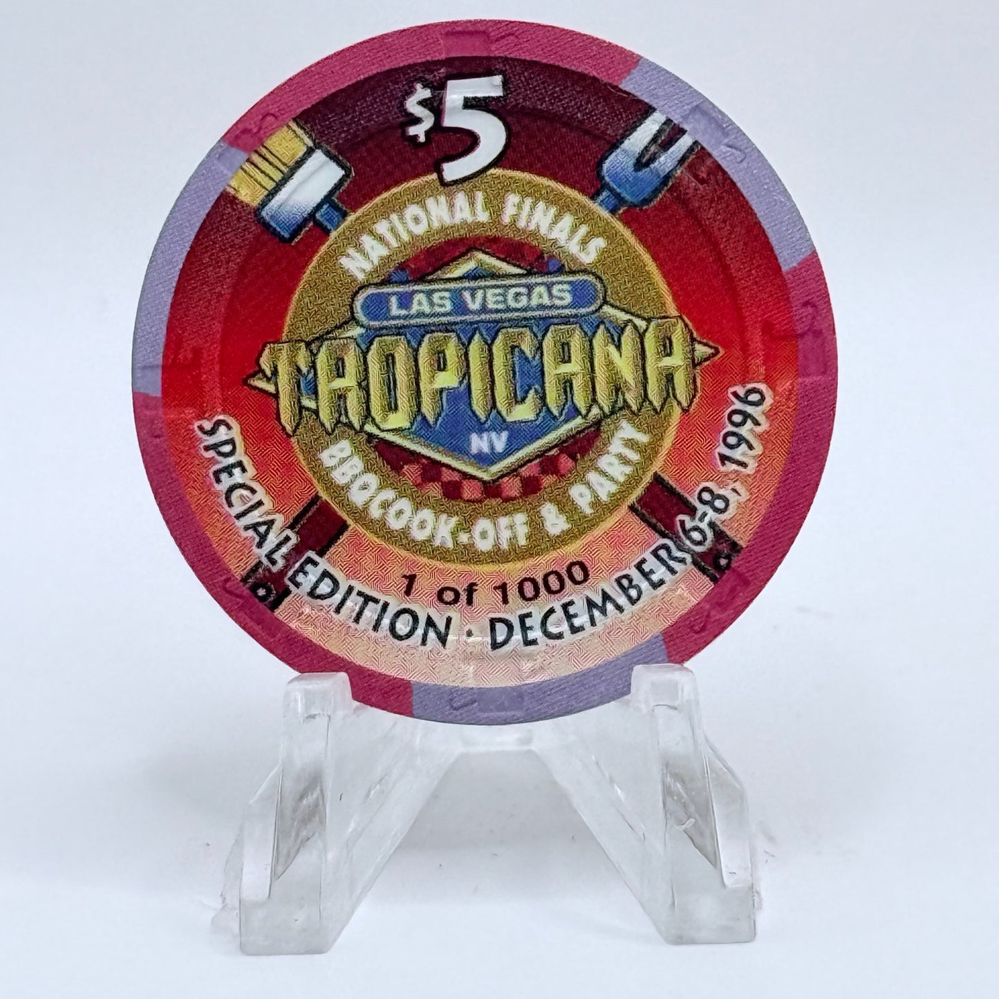 Tropicana Las Vegas Nevada 1996 'National Finals BBQ Cook-off & Party' LE $5 Casino Chip N9244