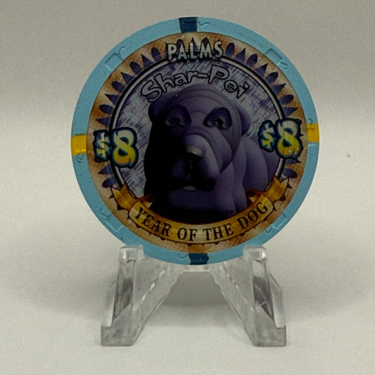 Palms Casino Resort Las Vegas Nevada 2006 'Shar-Pei' LE $8 Casino Chip E5014