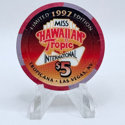 Tropicana Las Vegas Nevada 1997 'Miss Hawaiian Tropic International - Cheryl Depew' LE $5 Casino Chip V3536