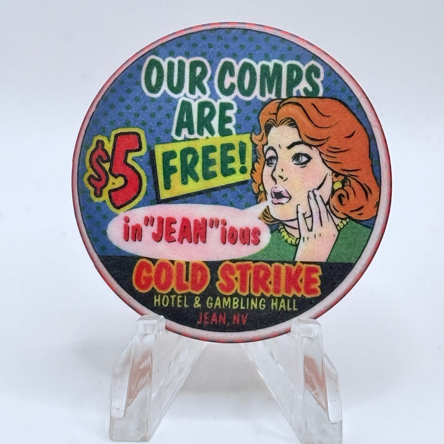 Gold Strike Hotel & Gambling Hall Jean Nevada 1999 'In 'Jean' ious' LE $5 Casino Chip V4317
