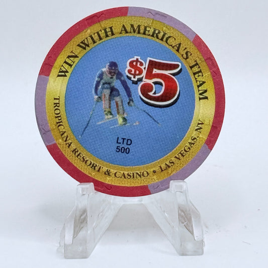 Tropicana Las Vegas Nevada 1998 'Win with America's Team' Series 14 LE $5 Casino Chip V1666
