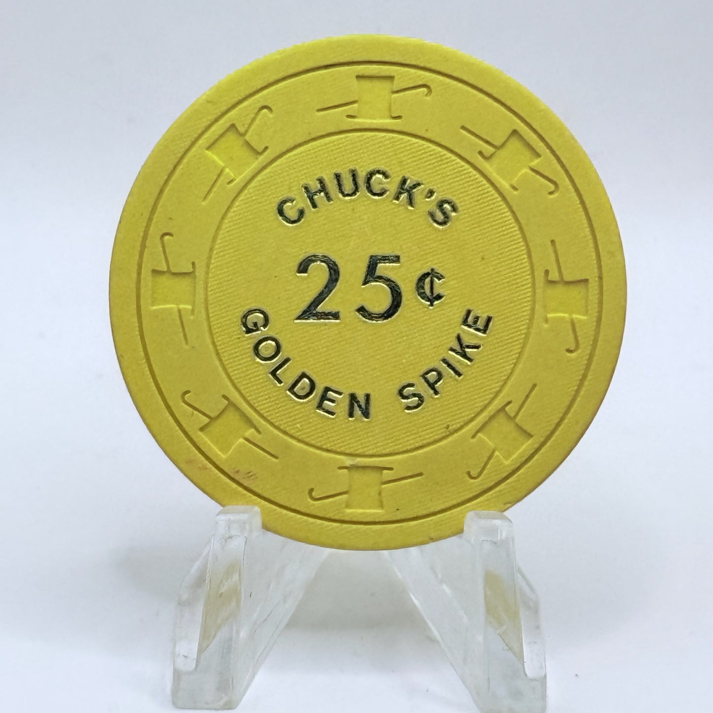 Chuck's Golden Spike Carson City Nevada 1976 $0.25 Casino Chip N3076