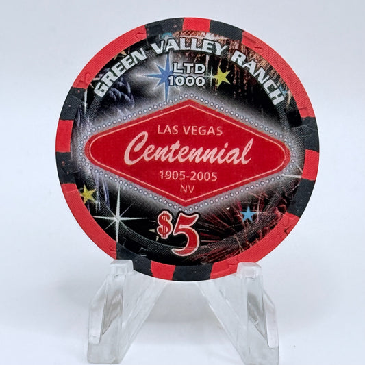 Green Valley Ranch Henderson Nevada 2005 'Las Vegas Centennial' LE $5 Casino Chip E4363