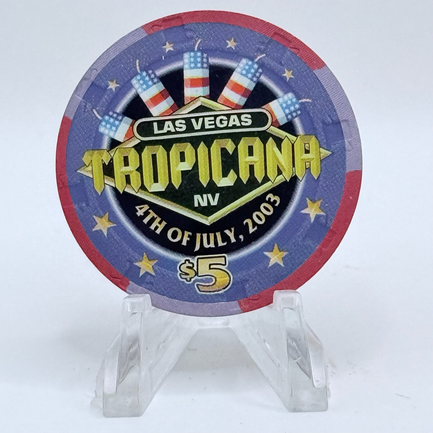 Tropicana Las Vegas Nevada 2003 '4th Of July' LE $5 Casino Chip E2858