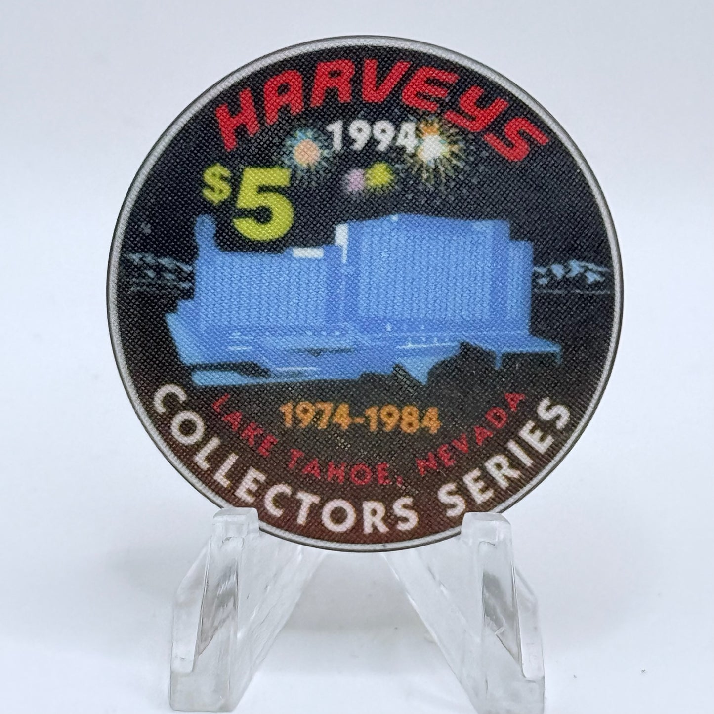 Harvey's (Wagon Wheel) Lake Tahoe Nevada 1994 'The Party At Harvey's' LE $5 Casino Chip N0646