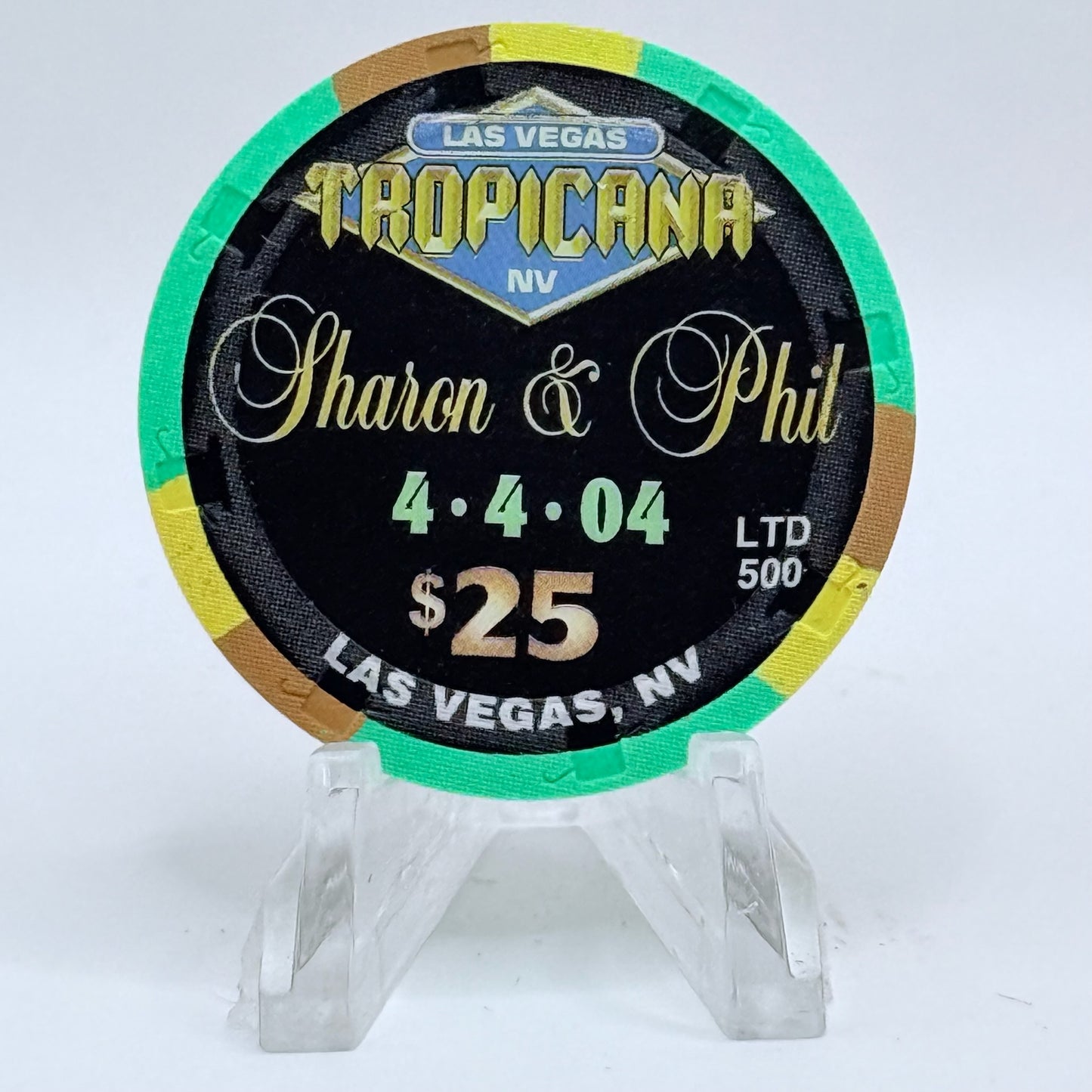 Tropicana Las Vegas Nevada 1999 'Sharon & Phil' Series 9 LE $25 Casino Chip V3564