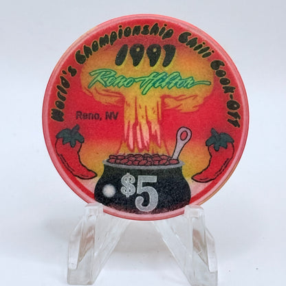 Hilton Resort Reno Nevada 1997 'Chile Cook-off' LE $5 Casino Chip N9945